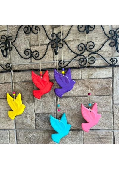 Dafniart Rengarenk Kuş Balkon Bahçe Duvar Süsü Kuşlu Dekor 10 Cm Çok Renkli Mavi 10 Cm Diğer