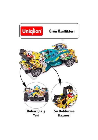 Buhar Efektli Işıklı Uzaktan Kumandalı Yarış Arabası
