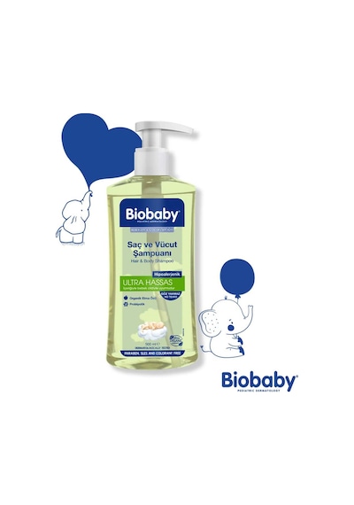 Biobaby Ultra Hassas Saç Ve Vücut Şampuanı 500 ml Prebiyotik Alman Papatyası - Organik Içerik