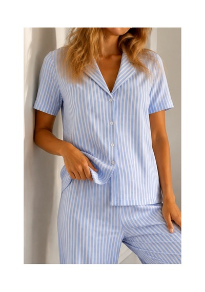 Fit Women Kadın Loose Kalıp Pamuklu Mavi Pijama Takımı