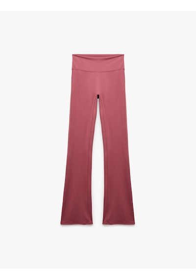 Koton Yüksek Bel Slim Fit Dikiş Detaylı Spor İspanyol Paça Tayt Gül Kurusu 7wak40230nk Gülkurusu