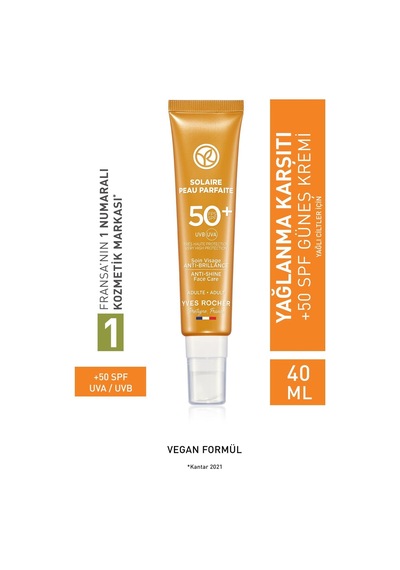 Yves Rocher Spf 50 Yüksek Korumalı Yağlanma Ve Leke Karşıtı Yüz Güneş Kremi/solaire Peau Parfaite-40 Ml