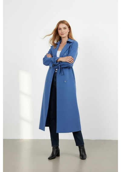 Durivya Oversize Kaşe Kaban Saks Mavi