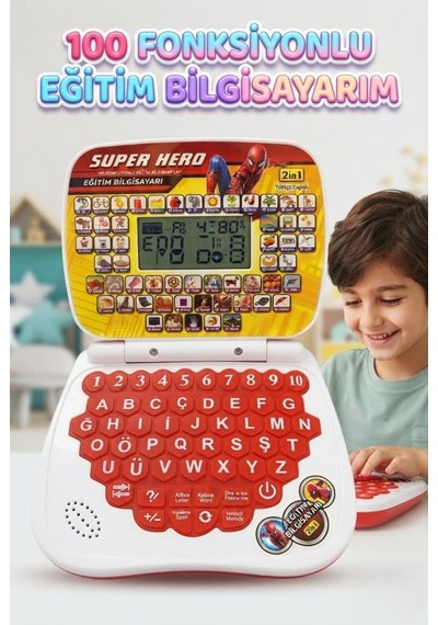 Super Hero 100 Fonksiyonlu 2'si 1 Arada Türkçe İngilizce Eğitici Bilgisayarım Ve Mouse