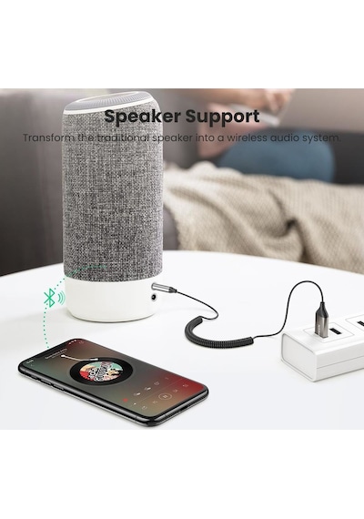 Ugreen 70601 3.5mm Aux Bluetooth 5.0 Alıcı Adaptör Araç Kiti