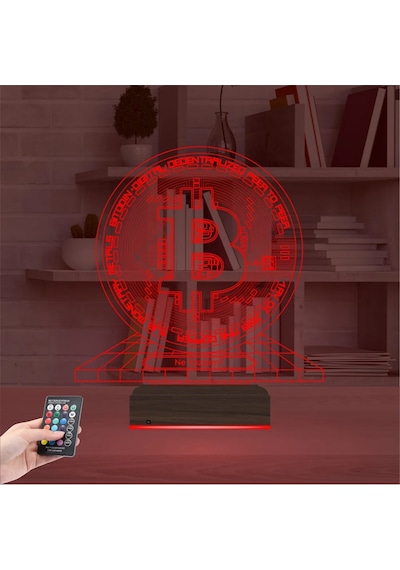 Luvivia Bitcoin Kripto Para Btc Kişiye Özel 3d Lamba - Masa Gece Lambası Şeffaf
