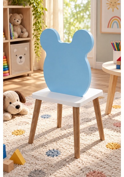 Sulorahome Mavi Happy Face Figürlü Çocuk Sandalyesi Açık Mavi