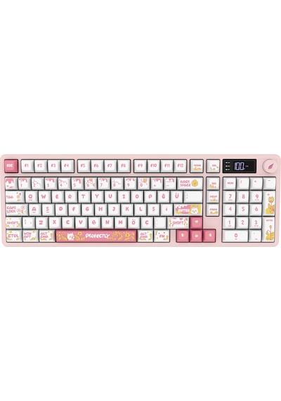 Hawk Gaming Hk258 Membrane Lcd Rgb Kablosuz/bluetooth Beyaz Pembe Full Türkçe Gaming Klavye