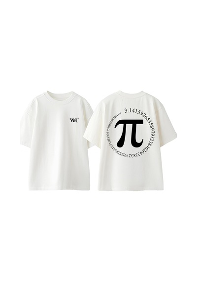 Thewert Matematik Pi 1 Tasarım Sırt Baskılı Pamuk Beyaz Oversize T-shirt