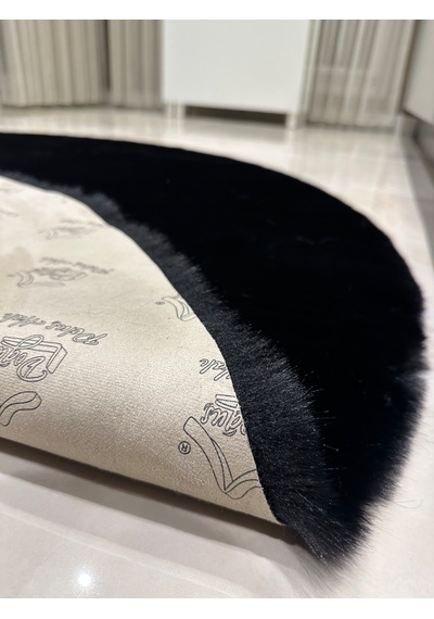 Ultra Soft Siyah Yumuşak Dokulu Peluş Halı Yuvarlak