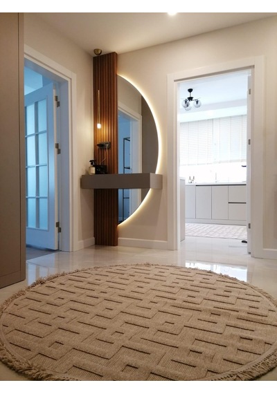 Çam Halı Enti Halı Togo 7510 Bej Geometrik Desenli Makine Halısı