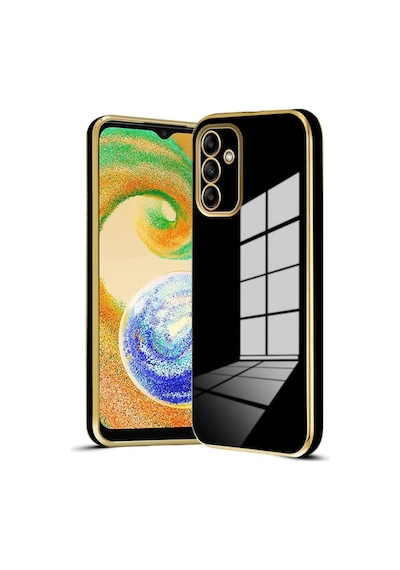 Fibaks Galaxy A05s Uyumlu Kılıf Parlak Kenarlı Altın Işlemeli Kamera Korumalı Kapak