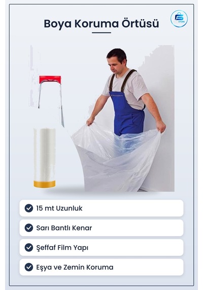Boya Badana Eşya Koruma Yapışkanlı Hışır Örtü Mobilya Koruyucu Ku