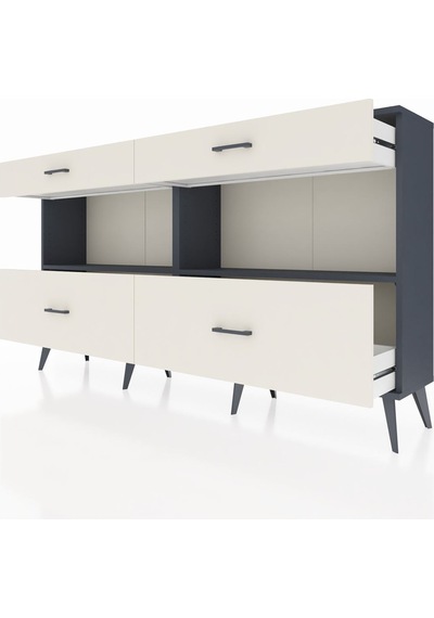 Arges Konsol 2 Raflı 4 Çekmeceli 176x30x99 Antrasit-antrasit/ayt Antrasit-antrasit/aytaşı