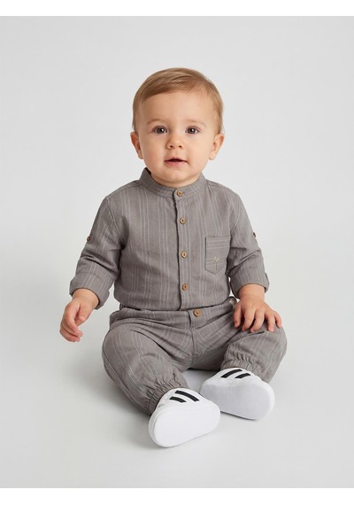 Civil Baby Çizgili 6-18 Ay Gömlek - Kahverengi 18-24 Ay Acı Kahve