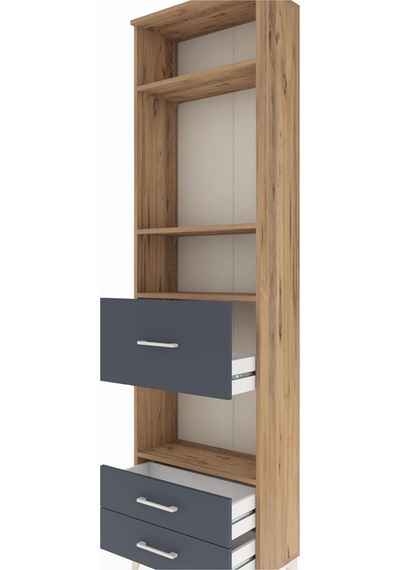 Arges Dolap 4 Raflı 3 Çekmeceli 60x30x221 Çam-antrasit Atlas Çam
