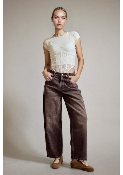 Defacto Wide Leg Geniş Bol Paça Bilek Boy Jean Pantolon G2909ax25aubn336 Kahve