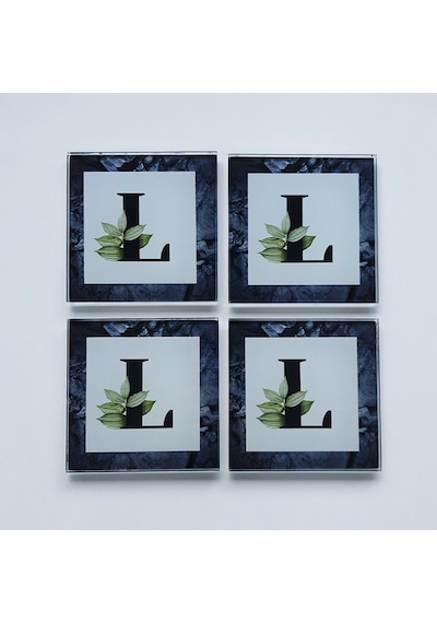 Decorita Cam Bardak Altlığı L Harfli Tasarım 4'lü Takım 10 x 10 CM Çok Renkli