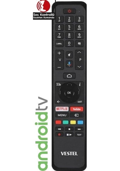 Vestel 50ua9600 4k Androıd Tv 17mb170 Tv Uzaktan Kumandası Mikrofonlu, Netflix, Youtube, Prime Ve Google Play Tuşlu 23765515/30115444  Ozt 313-zy