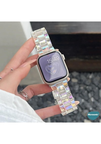 Apple Watch Ultra 2 İçin Kordon Stainless Transparent Clear Çok Renkli Watch Ultra 2 İle Uyumlu Kordon - Çok Renkli