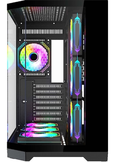 F-7 Edge 7x Argb Pwm Fan Siyah Atx Akvaryum Gaming Kasa Oyuncu Kasası