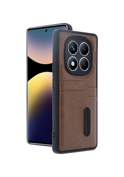 Xiaomi Redmi Note 14 Pro 5g Uyumlu Deri Kartvizitli Kartlıklı Premium Telefon Kılıfı Kapak Taba