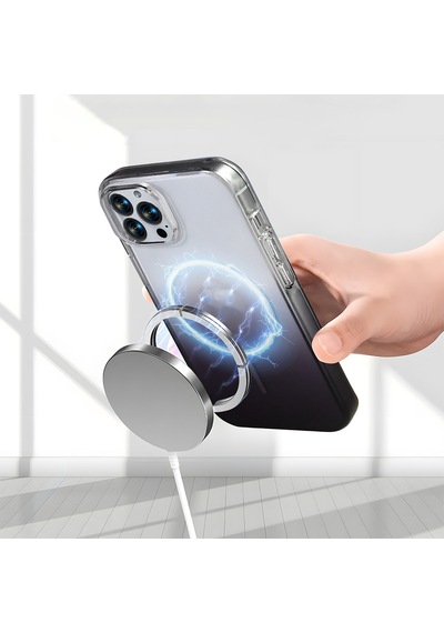 Apple Uyumlu iPhone 15 Pro Max Kılıf M-safe Şarj Özellikli Zore Septik Silikon Kapak Siyah