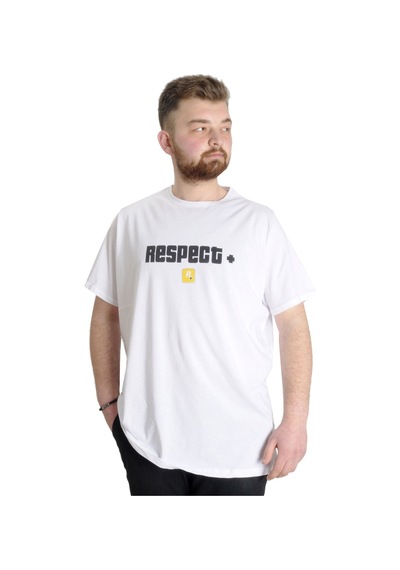 Mode Xl Büyük Beden Erkek T-Shirt Nespect 23131 Beyaz 001