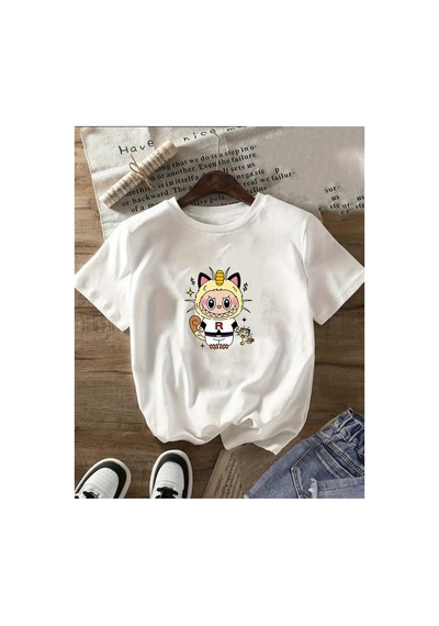 Herkesemoda Baskılı Basic T-shirt Beyaz