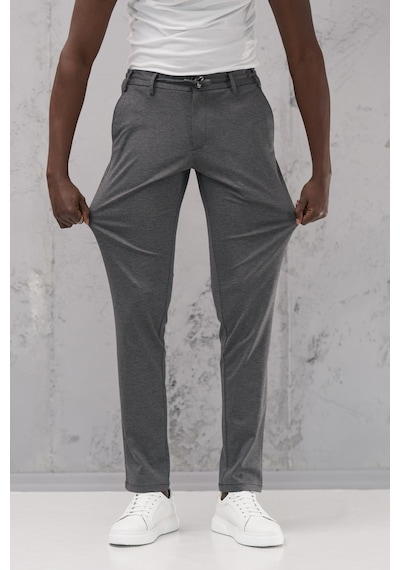 Beli Lastikli Ve İplikli Rayon Kumaş Regular Fit Likralı Jogger Pantolon gri