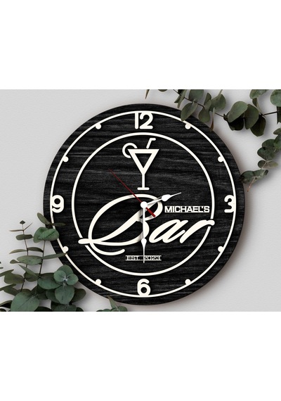Bk Gift Barlara Özel Dekoratif Siyah Ahşap Duvar Saati 35cm-4 , Bar Duvar Saati , Cafe Duvar Saati , Özel Ahşap Saat Kobitmeyen138334 Bk Gift