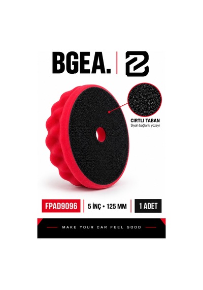 Bgea Waffle Kırmızı Polisaj Süngeri 5 İnç 125 Mm Cırtlı Pasta Cila Pedi 1 Adet Fpad9096