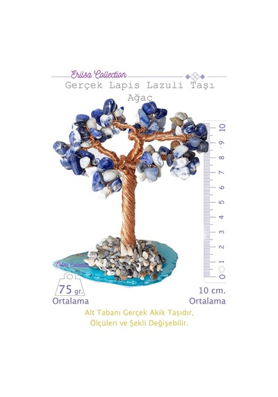 Gerçek Lapis Lazuli Taşı Ağaç - Akik Plakalı