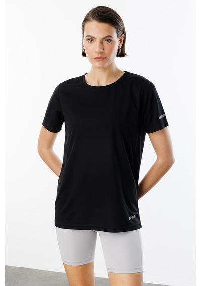 Genius Store Kadın Nem Emici Hızlı Kuruma Atletik Teknik Performans Spor T-shirt Drıfıt-kısakol Siyah