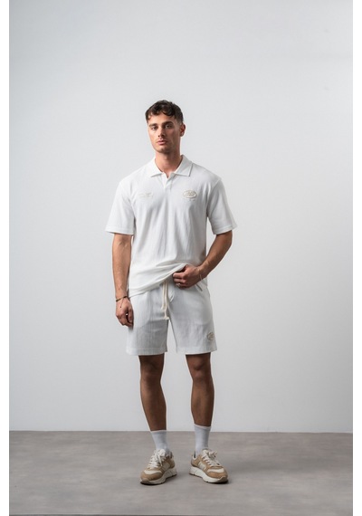 Erkek 242 Nakışlı Regular Fit T-shirt Şort Takım Ekru