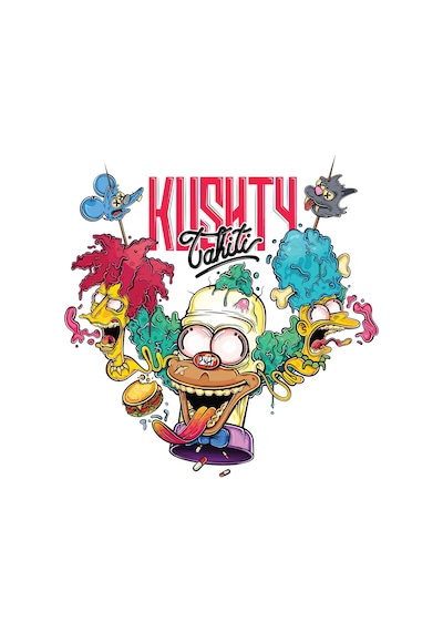 Paybuy Sürrealist Karikatür Tasarımı Baskılı Erkek Tişört Siyah