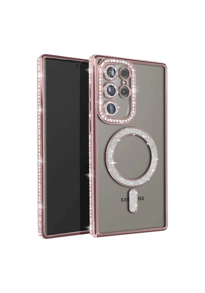 Samsung Galaxy S25 Ultra Kılıf Joke Simli Magneticsafe Kılıf - Pembe
