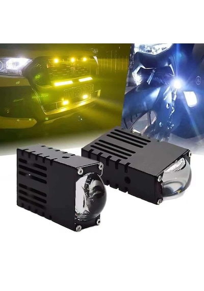 Super Slim Led Projektör Sarı Beyaz 40 W Motosiklet Sis Far Takım