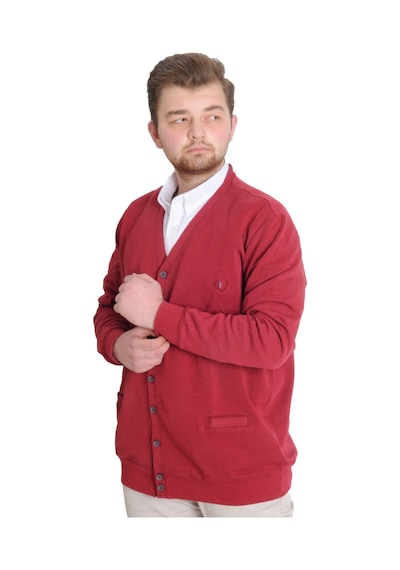Mode Xl Büyük Beden Erkek Hırka Düğmeli Double Face 20551 Bordo 001
