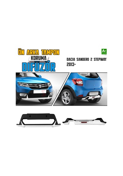 S-dizayn Dacia Sandero 2 Stepway Ön Ve Arka Tampon Koruma Difüzör Seti 2013 Üzeri A+ Kalite