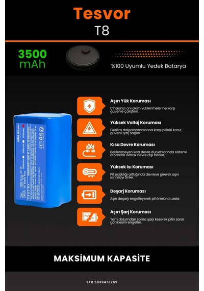 Tesvor T8 3500mah Robot Süpürge Bataryası