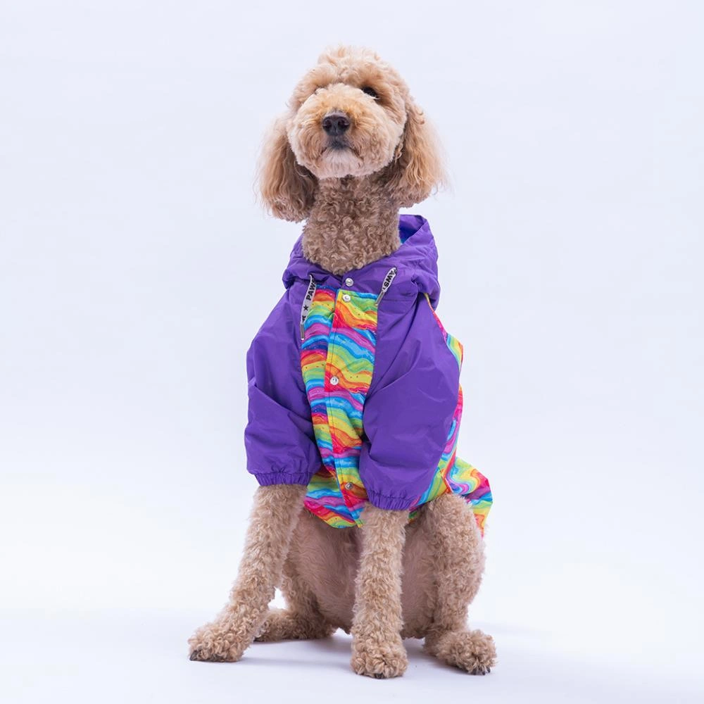 Rio Rainbow Mor Gökkuşağı Desenli Büyük Irk Köpek Montu Köpek Yağmurluğu Köpek Kıyafeti Köpek Elbisesi