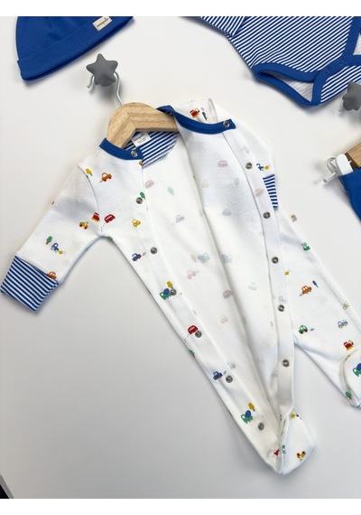 Sezgibaby Kale 4'lü Erkek Bebek Tulum Çoklu Set Mavi