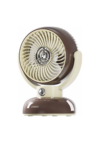 4 Adet Everest Efn12 Kahve 1200mah 3 Hız Kademe Led Işıklı Retro Masaüstü Usb Fan