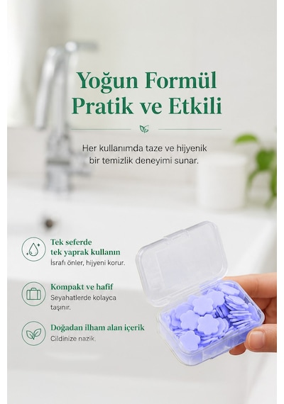 Mini Kağıt El Sabunu Parfümlü Taşınabilir Hijyen Sabunu Katı Sabun 100'lü Yaprak Sabun