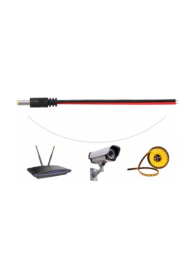10 Adet Dc Power Jack Kablosu 25 Cm Düz Erkek Çoklu Set Kamera Modem Led Adaptör Güç Bağlantı Kablosu