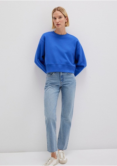 Mavi Kadın Bisiklet Yaka Sweatshırt Parlak Mavi 1s10389-70576 Mavi