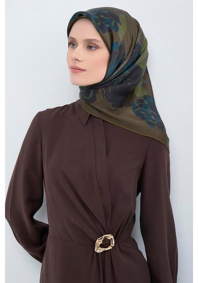 Armine İpek Eşarp 2026 Yaz - 9509-56 Haki Twill
