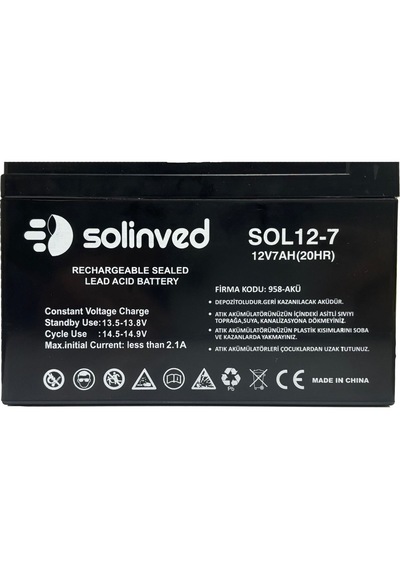 Solinved 12v 7ah Kuru Tip Akü 4 Adet