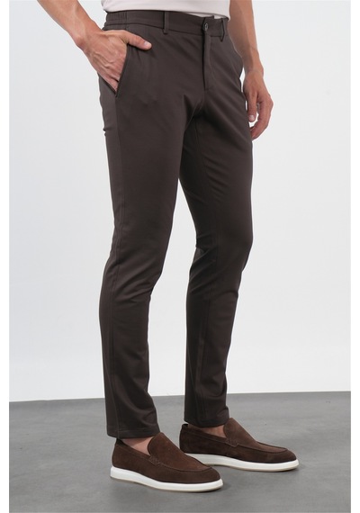 İmza Kahverengi Yan Cep Slim Fit Esnek Jogger Pantolon 1003260274